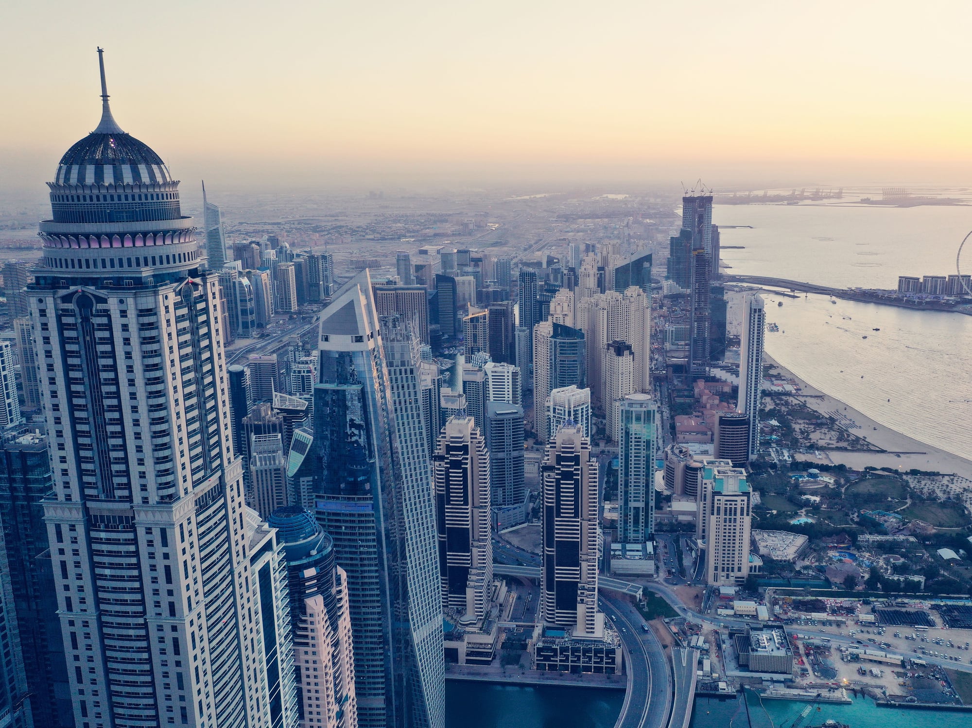 Drone aerial photography — cinematic cityscape landmark